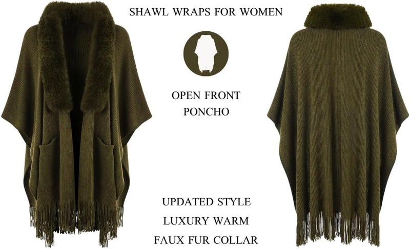 Ferand Shawl Wraps for Women, Cozy Lightweight Poncho Cape with Pockets, Warm for Fall Winter Travel - Image 3